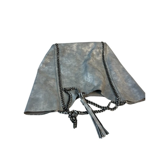 Gray‎ Faux Leather Tote Chain Strap Unbranded Shoulder Bag Large Slouchy Purse - Picture 3 of 5